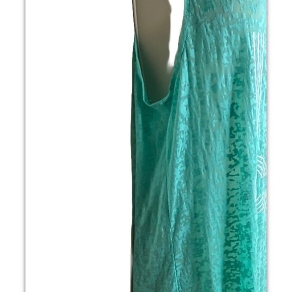 Rampage Women’s I Love Cali Tank Top XL Turquoise With Fringe Semi-Sheer Summer - Picture 6 of 11